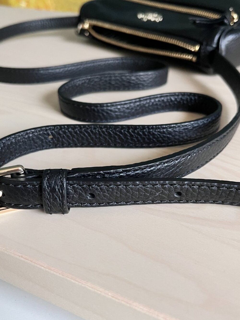 Kate Spade Black Pebble Leather Crossbody Purse with Gold Accents - Picture 7 of 10